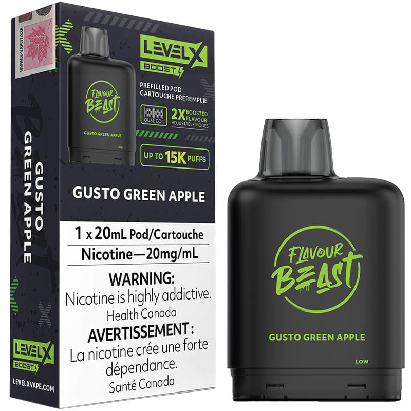 Flavour beast boost G2 Gusto green apple level x pod 20mg