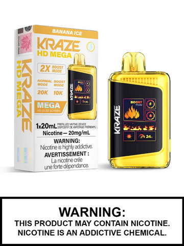 Kraze HD Mega Banane glacée 20 mg/ml jetable