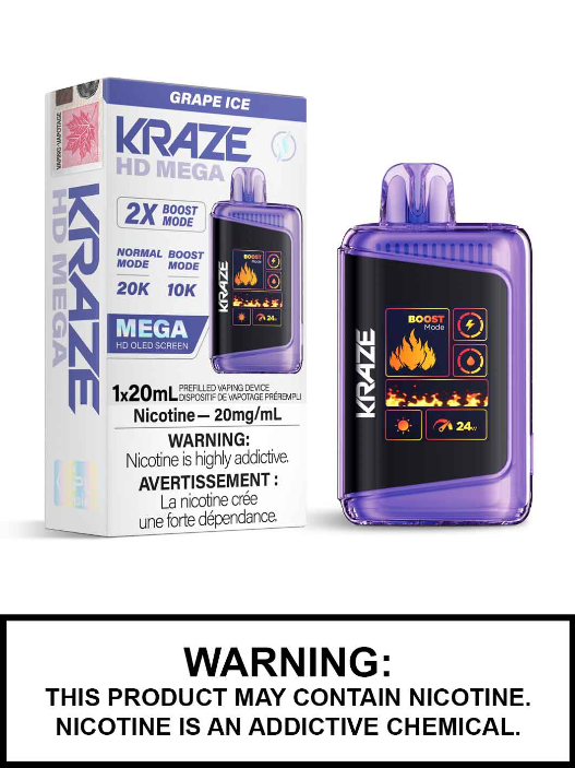 Kraze HD mega Grape Ice 20mg/ml disposable (Provincial)