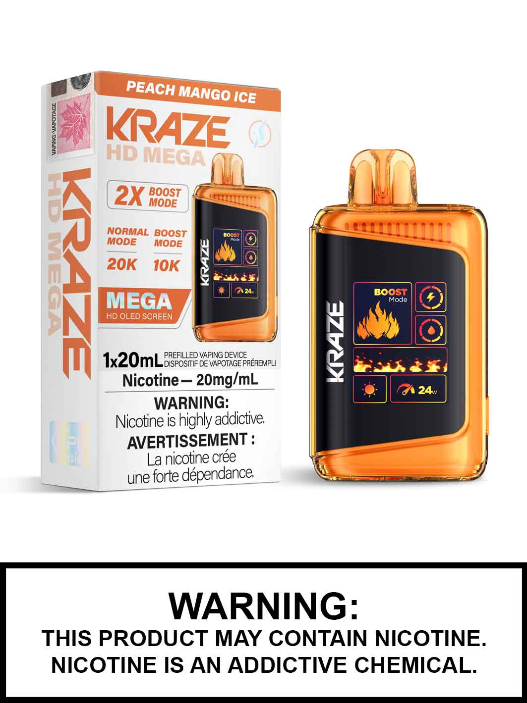 Kraze HD Mega Pêche Mangue Glace 20 mg/ml jetable