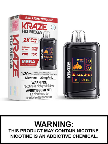 Kraze HD mega Red Lightning Ice 20mg/ml disposable