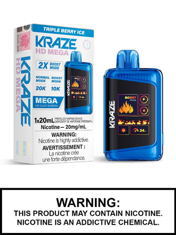 Kraze HD Mega Triple Berry Ice 20 mg/ml jetable (provincial)