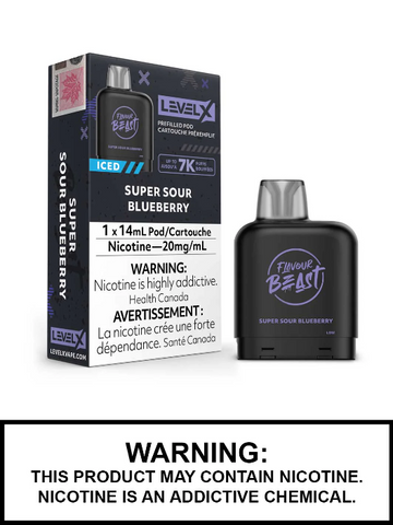 Flavour beast super sour blueberry iced 7k level x pod 20mg