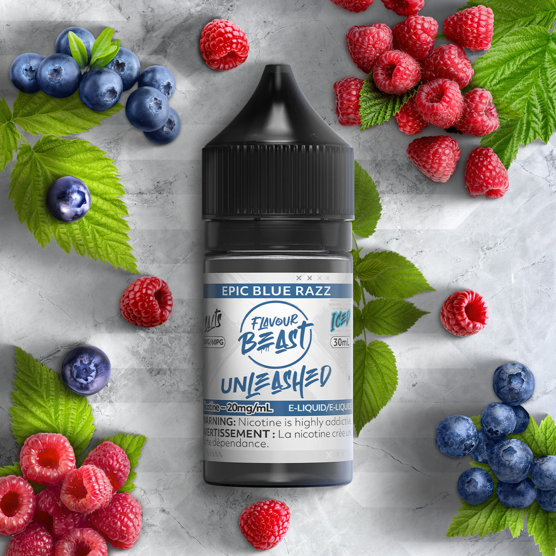 Flavour beast unleashed E liquid Epic Blue Razz Iced 20mg/30ml