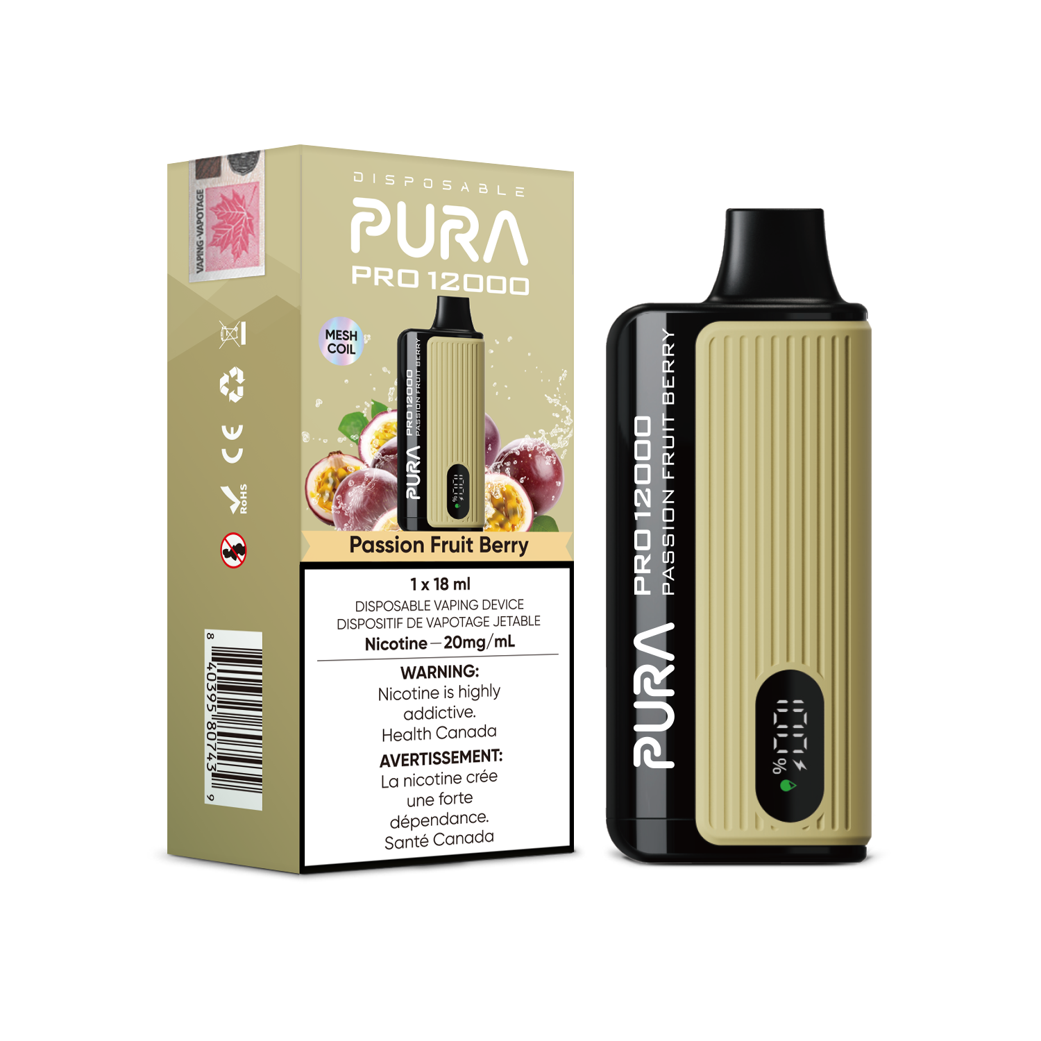 Pura 12000 pro passion fruit berry 20mg/ml disposable