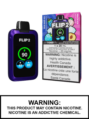 Flipbar 2 Glace bleue Razz et glace à la pêche 20 mg/ml jetables