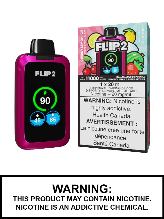 Flipbar 2 Glace cerise citron et glace punch 20 mg/ml jetable