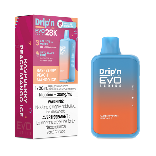 Drip’n EVO 28k – Raspberry Peach Mango ice 20mg/ml disposable