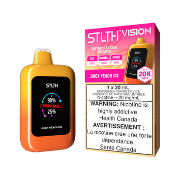 Glace à la pêche juteuse Stlth Vision 20 mg/ml jetable