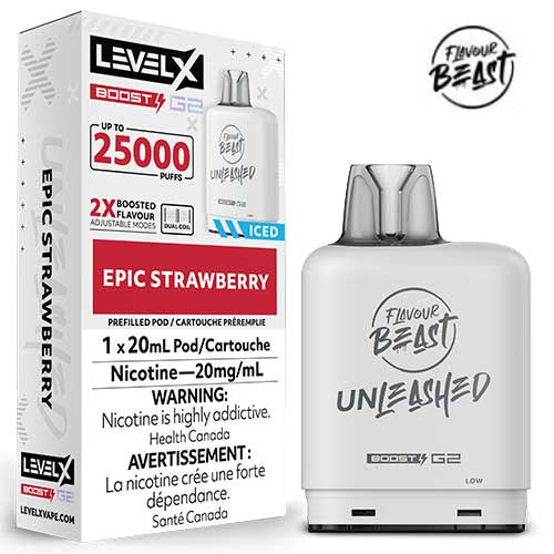 Flavour beast boost G2 epic Strawberry iced unleashed level x pod 20mg (provincial)