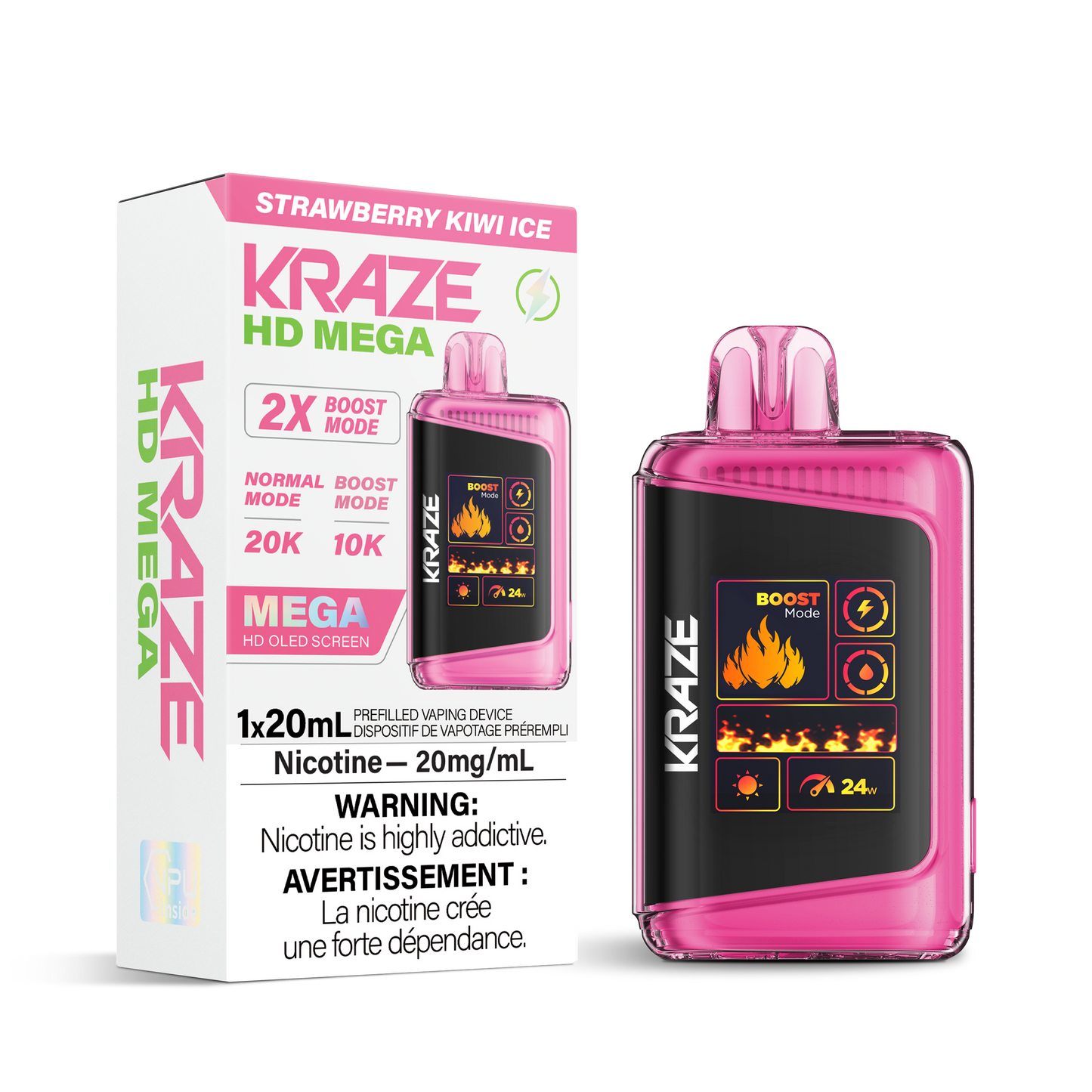 Kraze HD Mega Strawberry Kiwi Ice 20mg/ml disposable