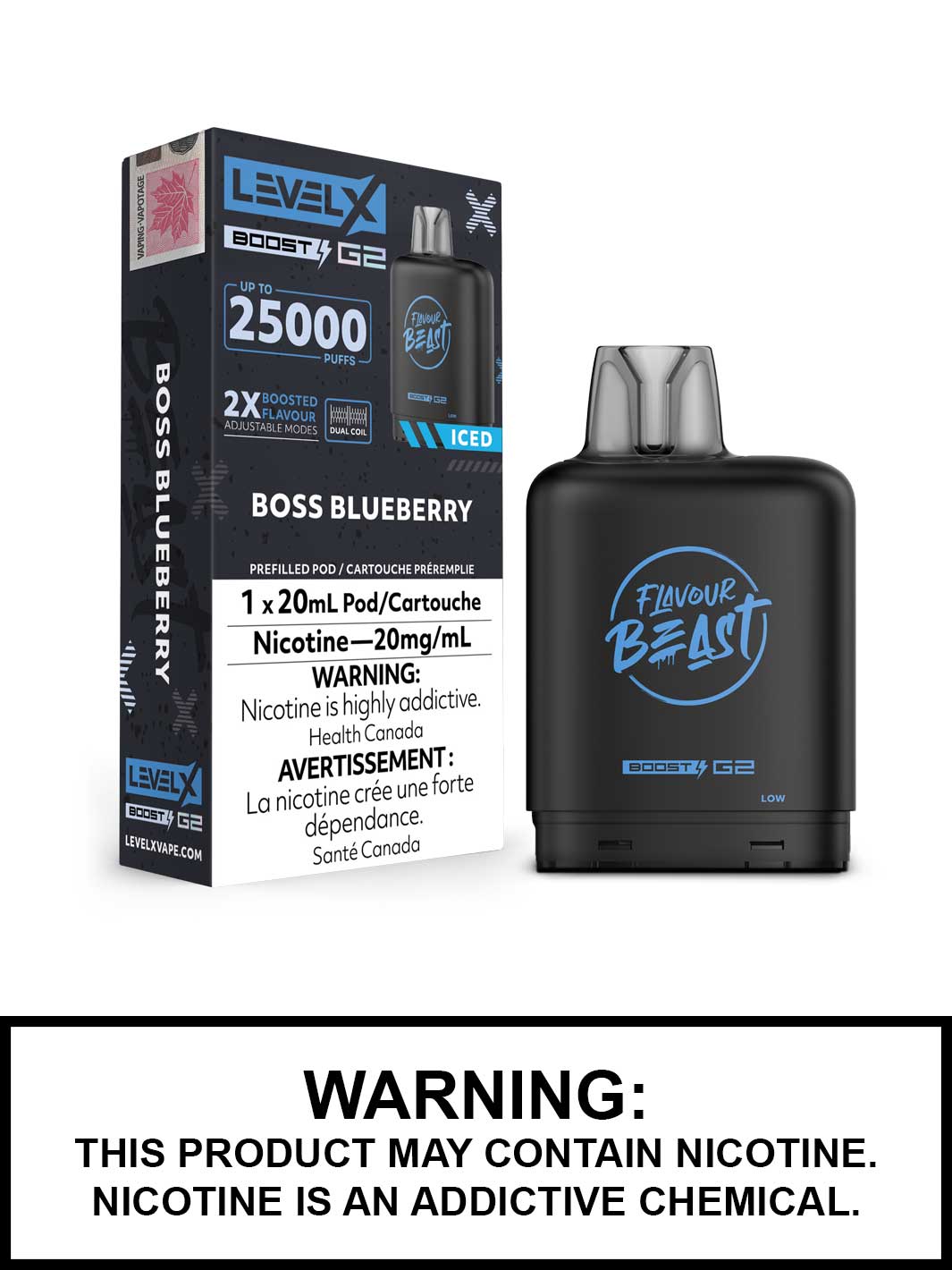 Saveur Beast Boost G2 Boss Blueberry Iced Level X Pod 20 mg (provincial)