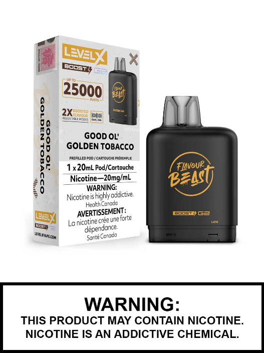 Boost de saveur de bête G2 Bon vieux tabac doré niveau x 20 mg pod