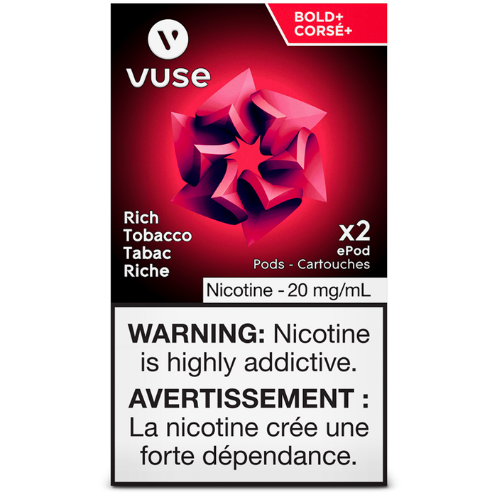 Vuse epod Rich Tobacco Bold + 20 mg/ml Lot de 2 (Provincial)