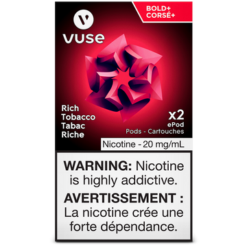 Vuse epod Rich Tobacco Bold + 20 mg/ml Lot de 2 (Provincial)