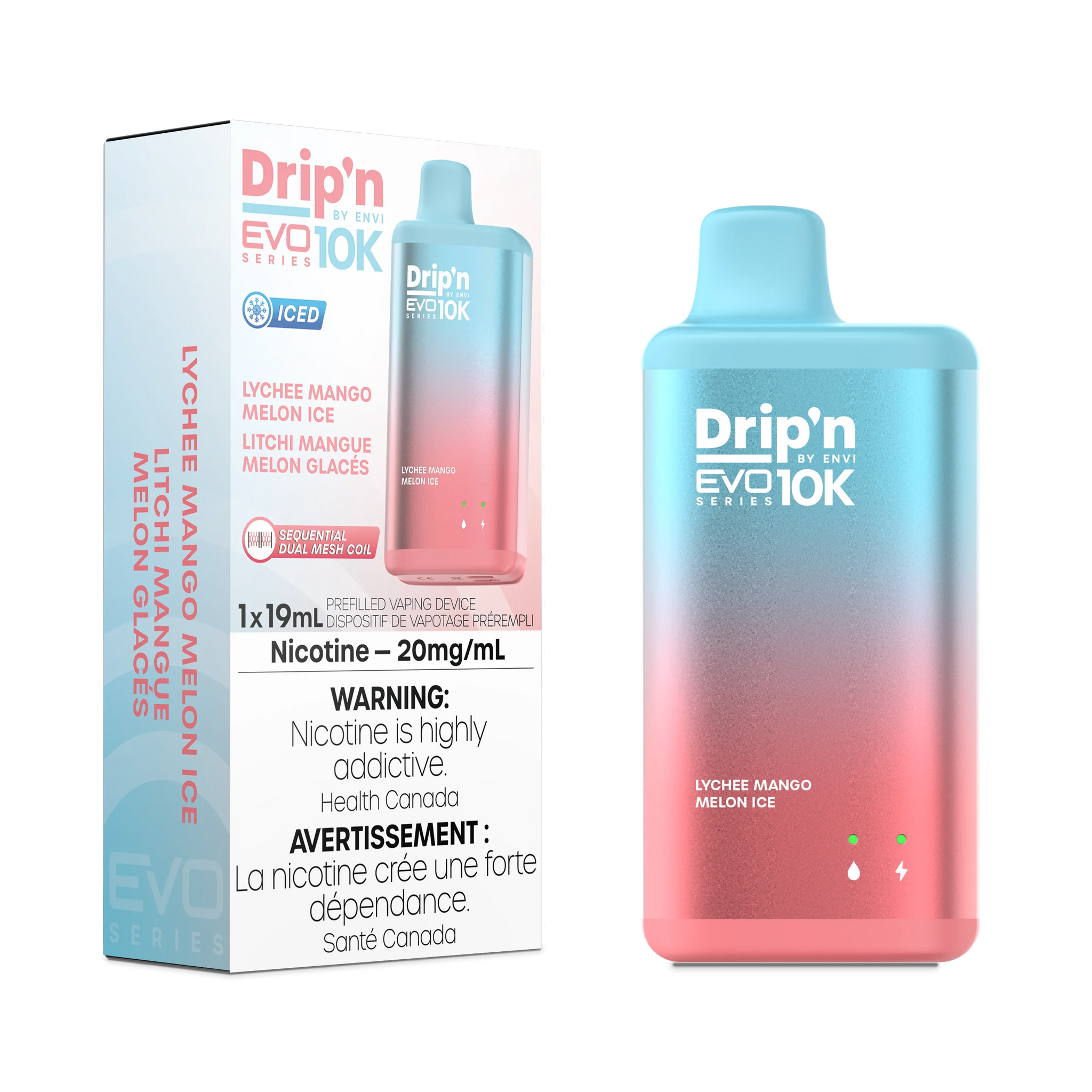 Drip'n EVO 10K Litchi Mangue Melon glace 20mg/ml jetable 