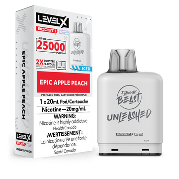 Saveur bête boost G2 epic pomme pêche glacée unleashed level x pod 20mg (provincial)