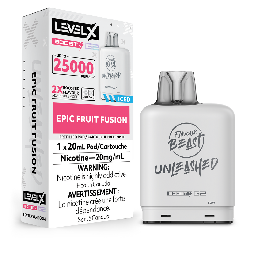 Boost de saveur de bête G2 Epic Fruit fusion iced unleashed level x pod 20mg (provincial)