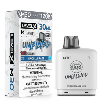 Flavour Beast Unleashed LevelX M series Epic Blue Razz Iced 120k Puffs 20mg 30ml (Provincial)