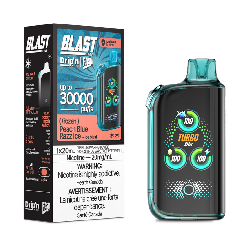 Drip’n FASTA Peach Blue Razz Ice 30k 20mg/ml disposable (Provincial)