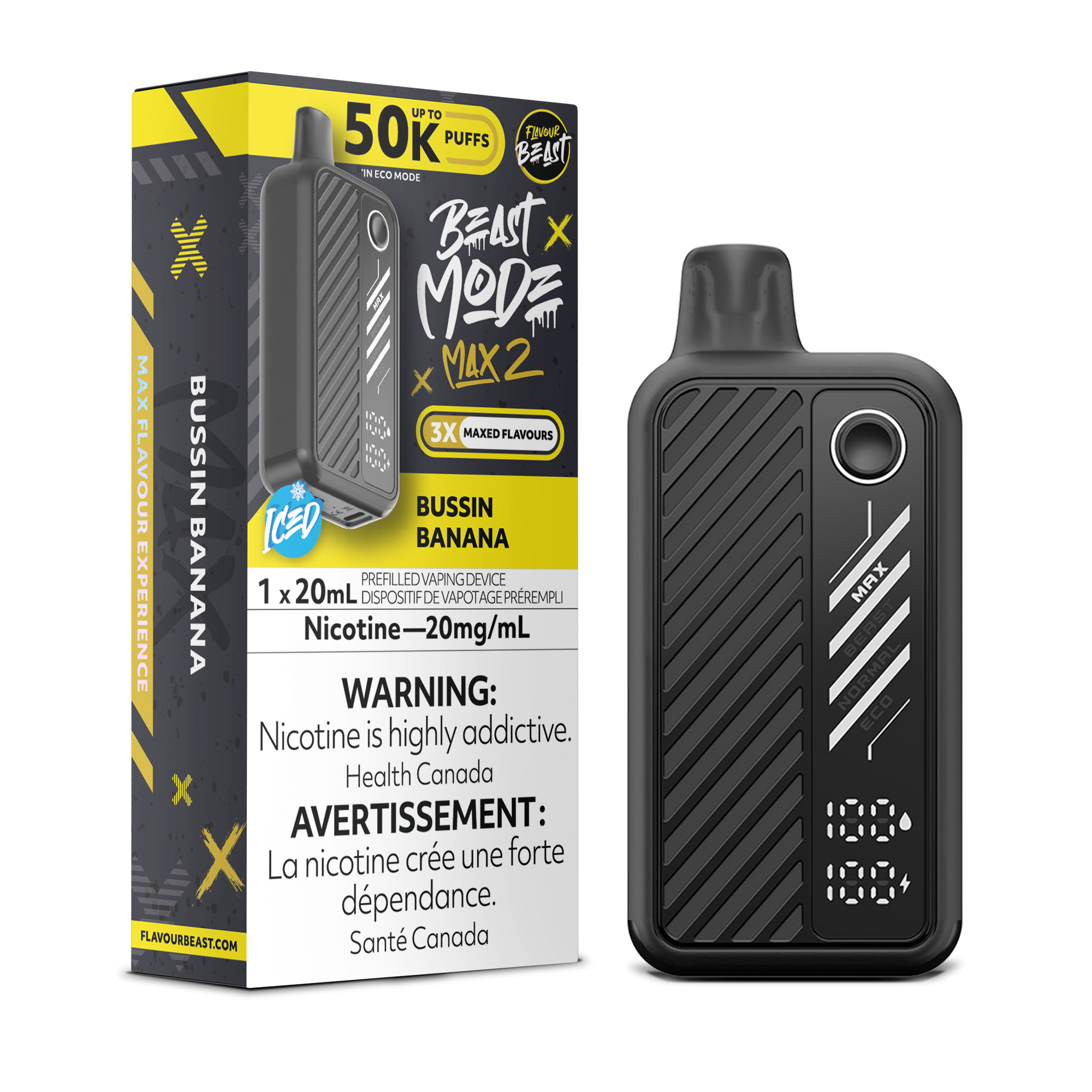 Flavour beast Bussin Banana Iced 50k 20mg/ml disposable (Provincial)