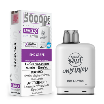 Flavour Beast Ultra G2 Epic Grape Iced Unleashed Level X pod 20mg (Provincial)