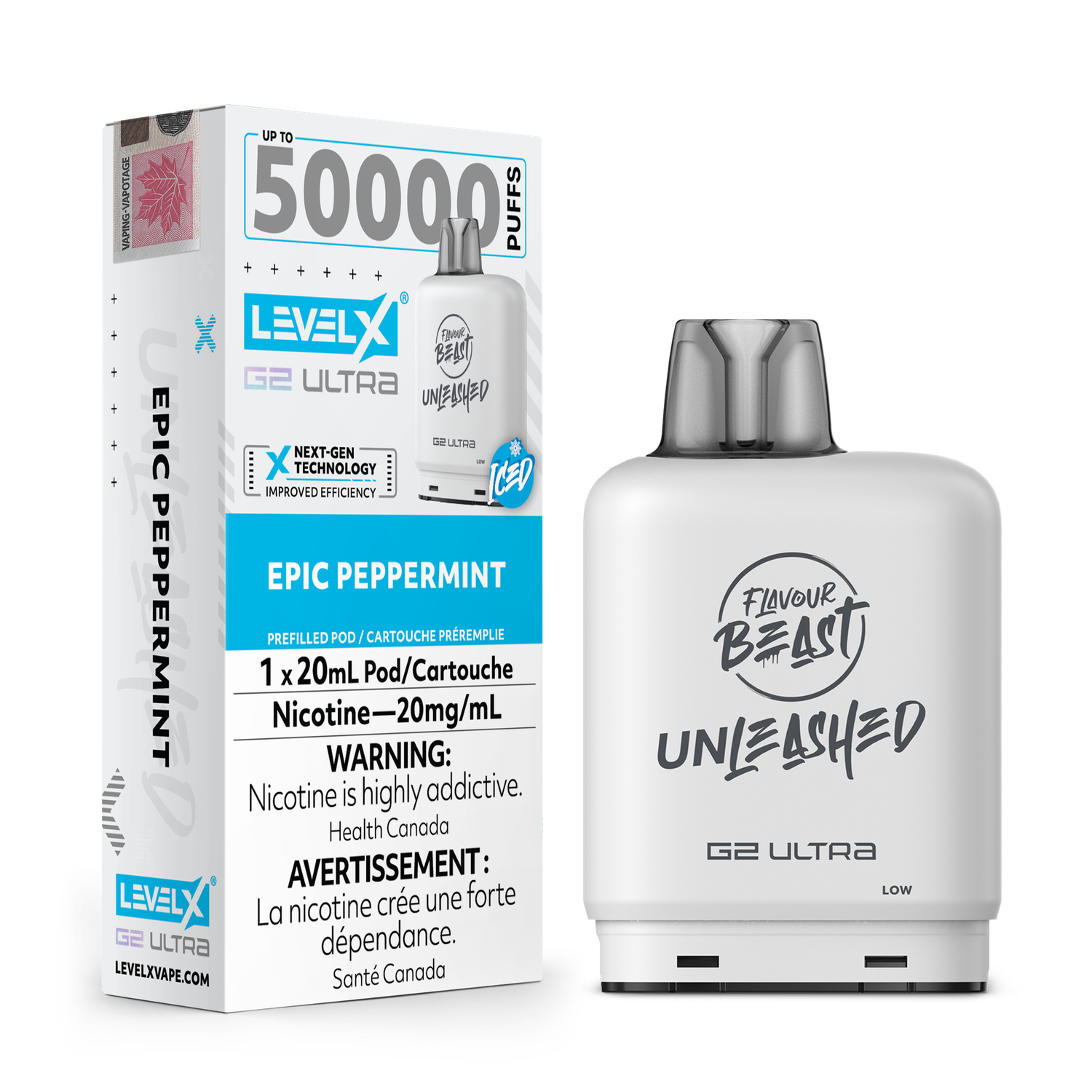 Flavour Beast Ultra G2 Epic Peppermint Iced Unleashed Level X pod 20mg (Provincial)
