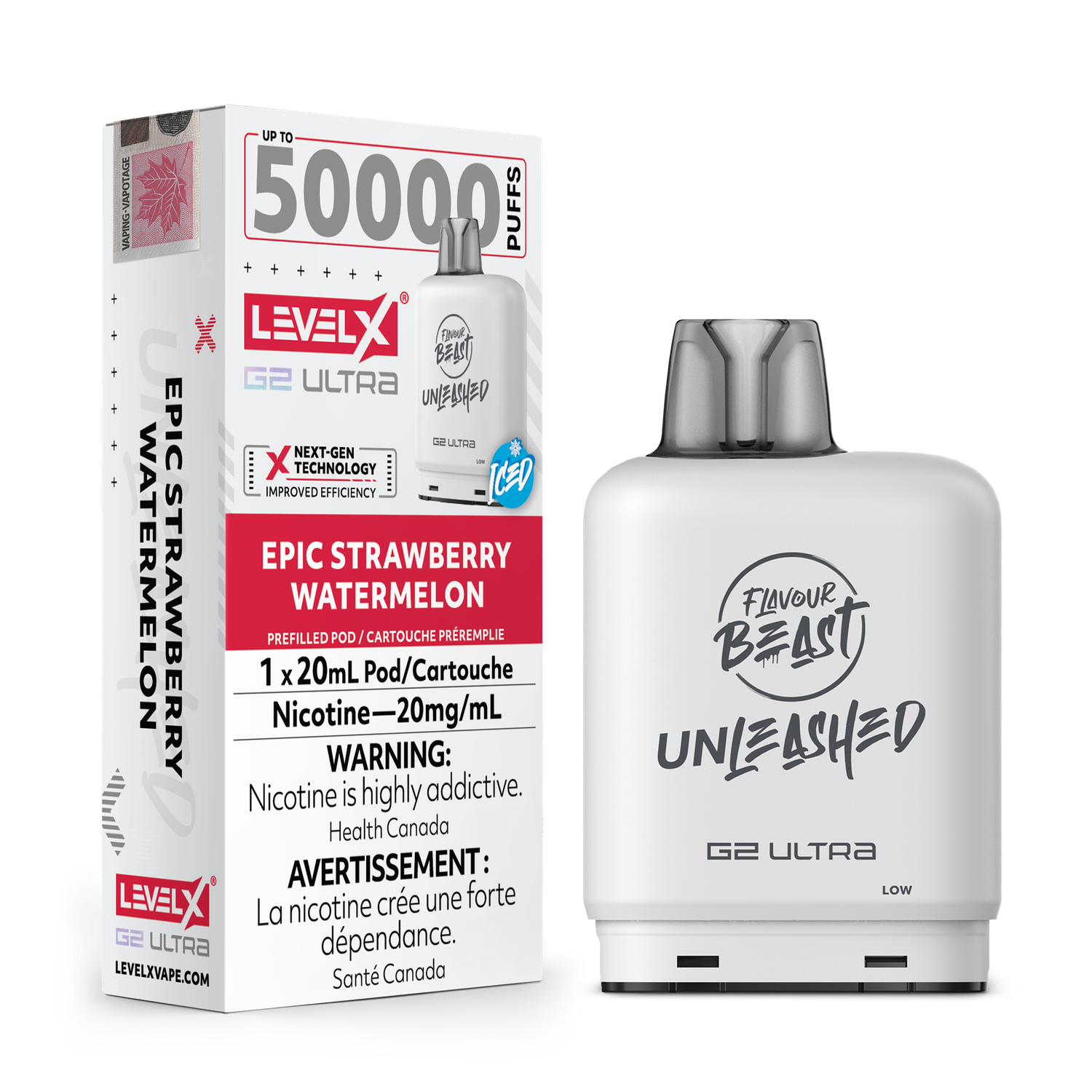 Flavour Beast Ultra G2 Epic Strawberry Watermelon Iced Unleashed Level X pod 20mg (Provincial)