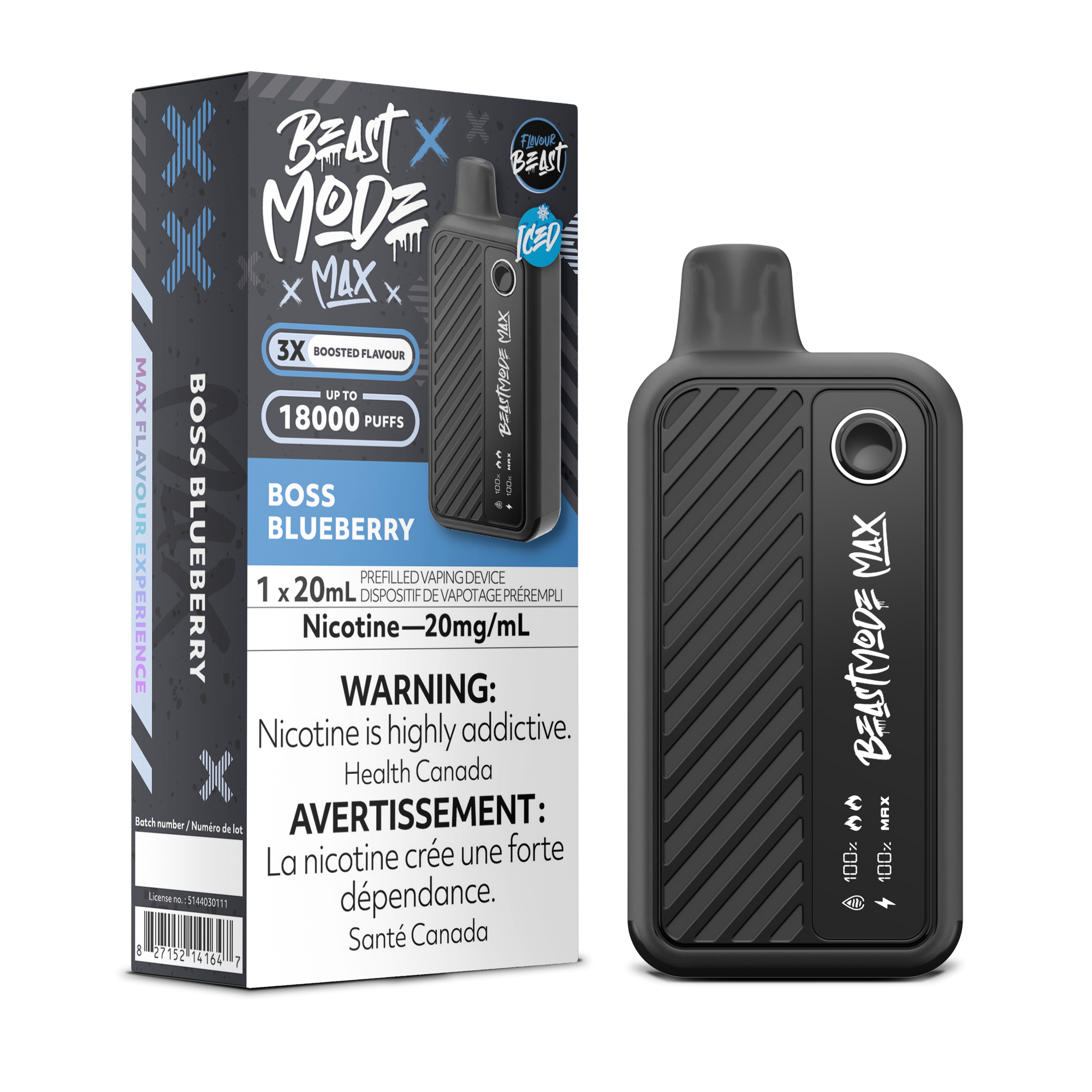 Flavour beast Boss Blueberry Iced 18K 20mg/ml disposable (Provincial)