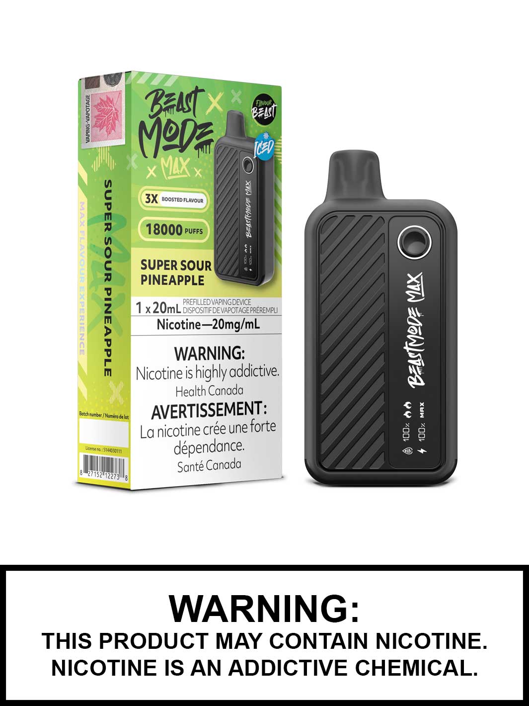Flavour beast Super Sour Pineapple Iced 18K 20mg/ml disposable (Provincial)