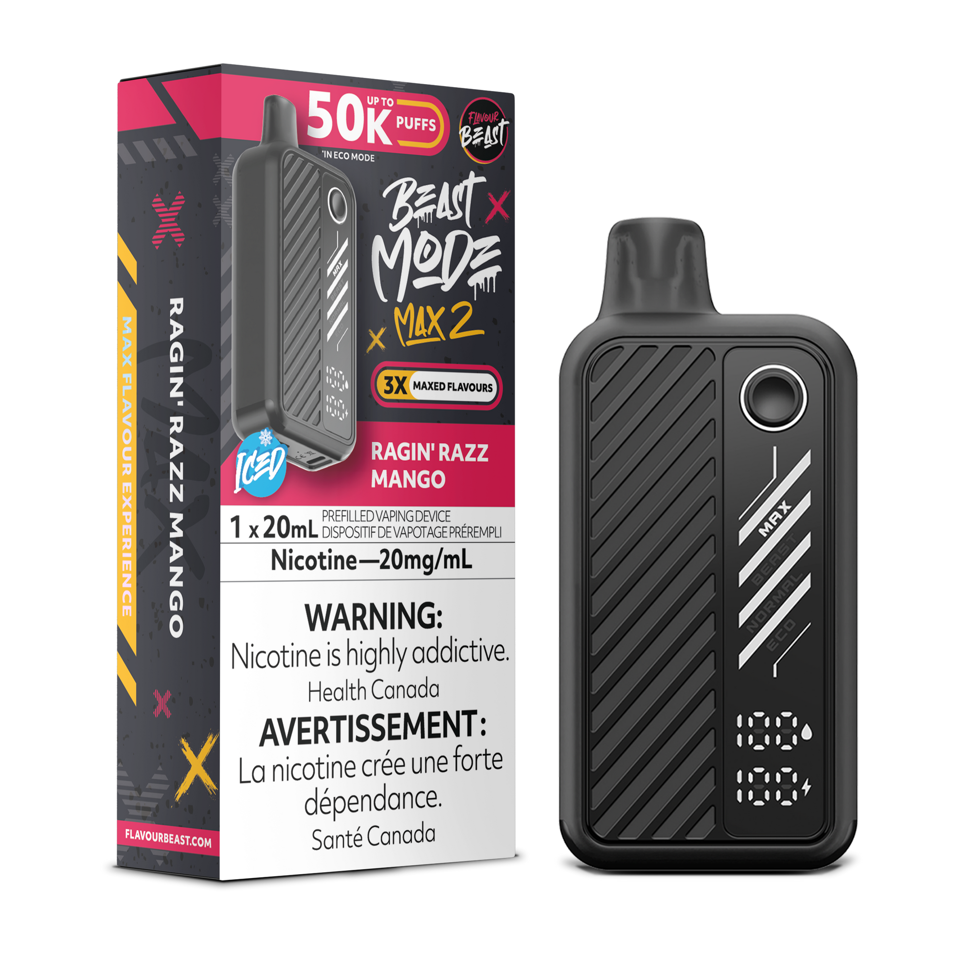 Flavour beast Ragin Razz Mango Iced 50k 20mg/ml disposable (Provincial)
