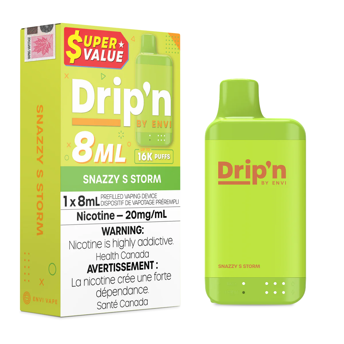 Drip’n 16k Snazzy S Storm 20mg/mL Disposable (Provincial)