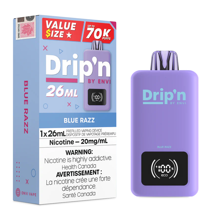 Drip’n 70k Blue Razz 20mg/ml disposable (Provincial)