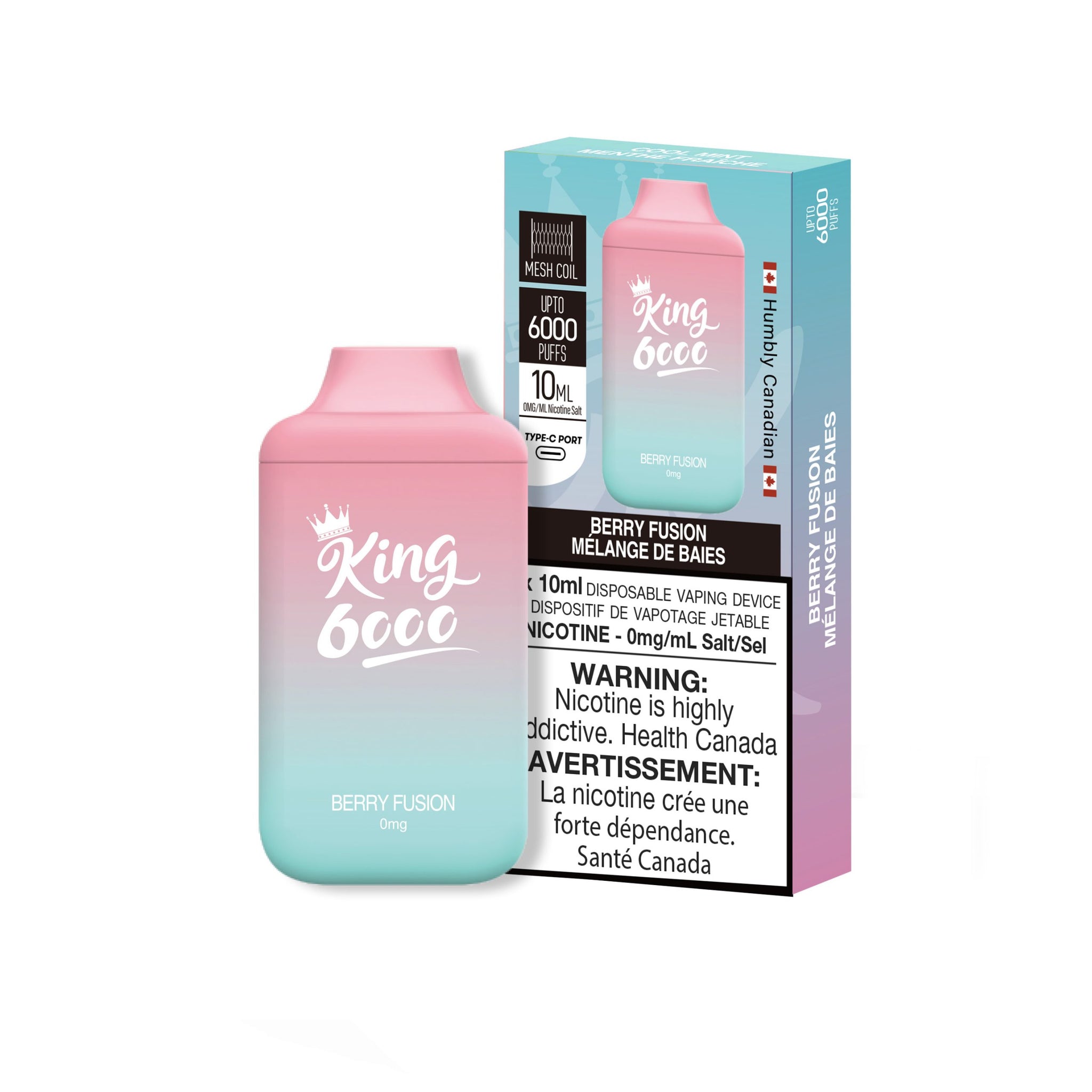 King vape 6000 Cool Berry Fusion 0mg/ml disposable (Provincial)