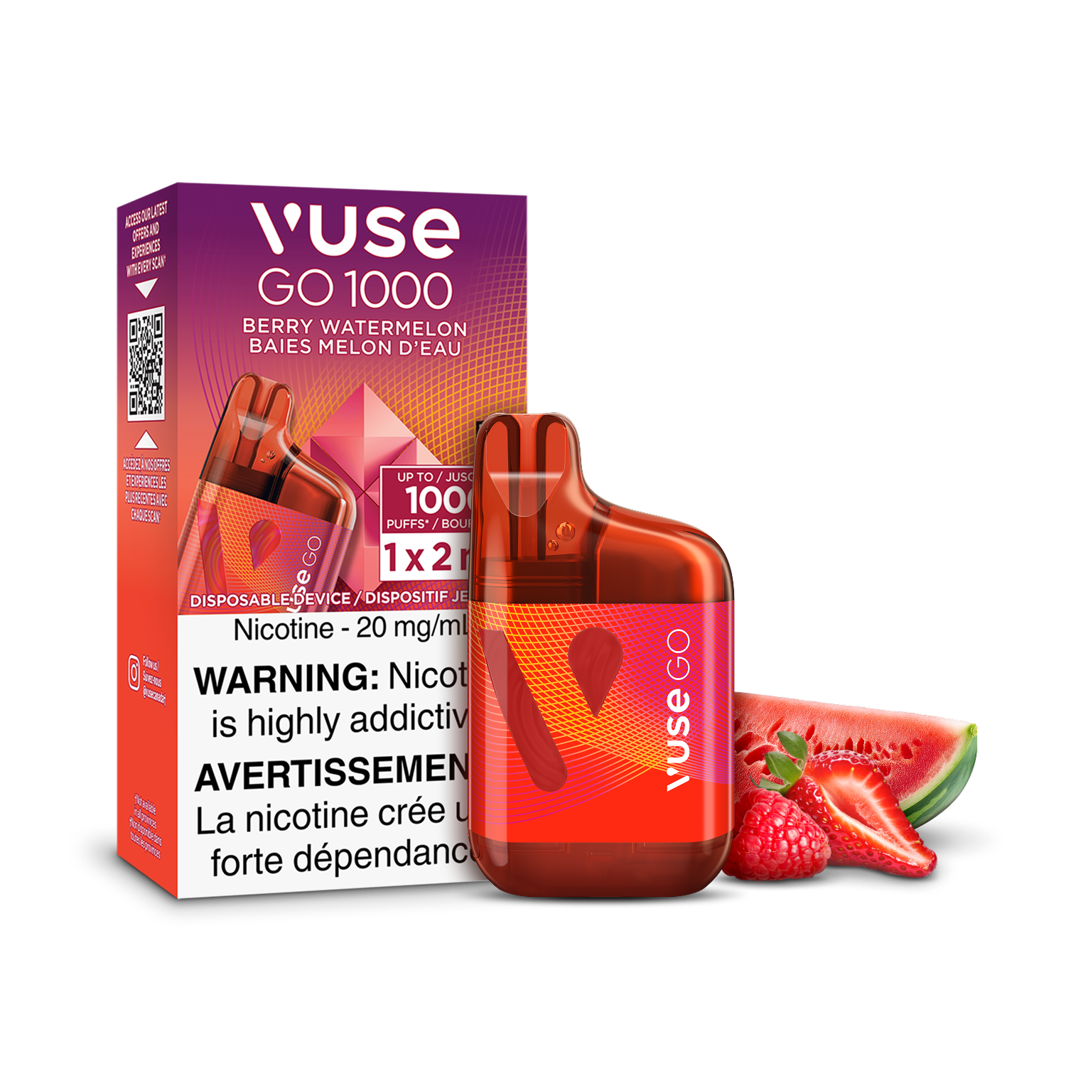 Vuse Go 1000 Berry Watermelon 20mg/ml disposable (Provincial)