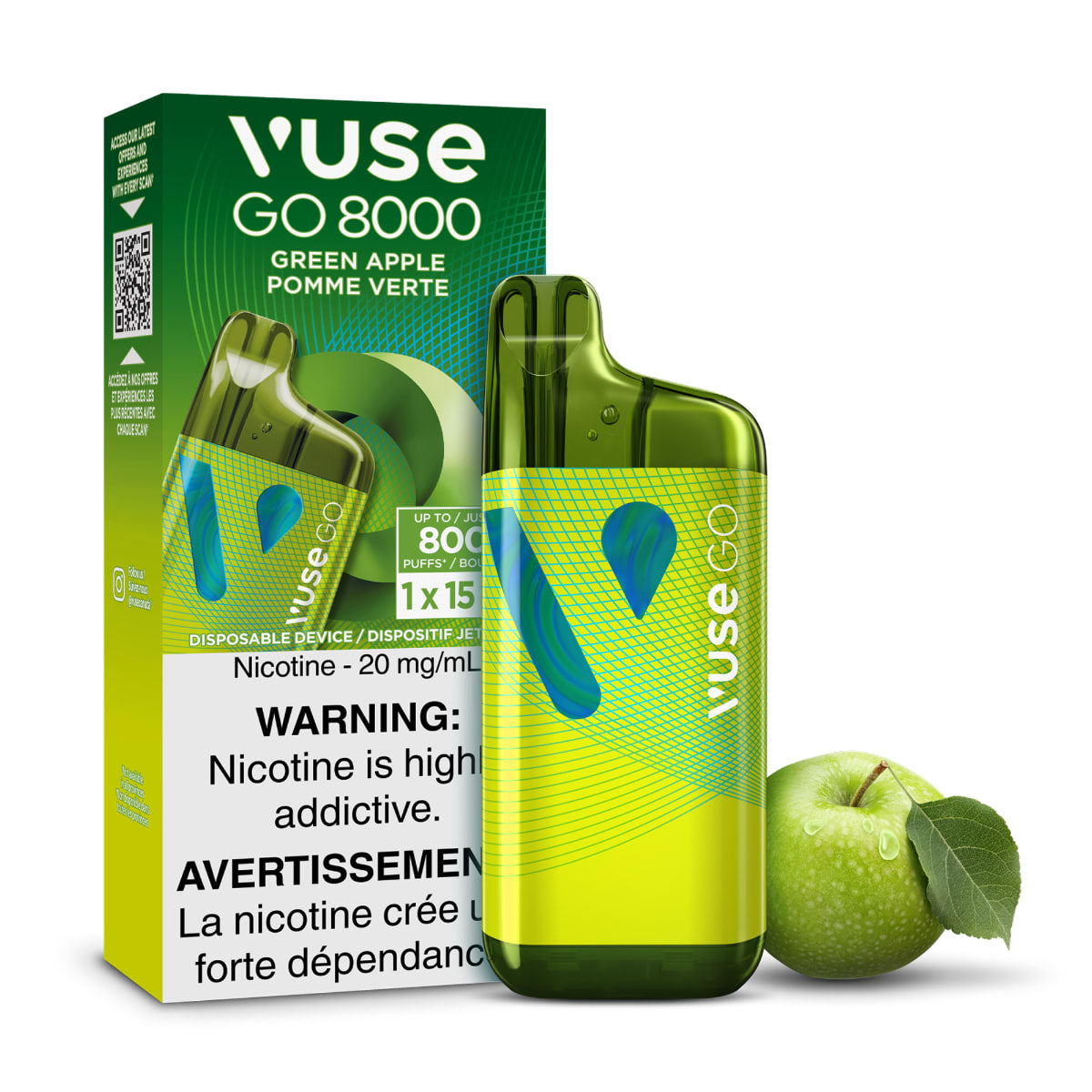 Vuse go 8000 Green Apple 20mg/ml disposable (Provincial)