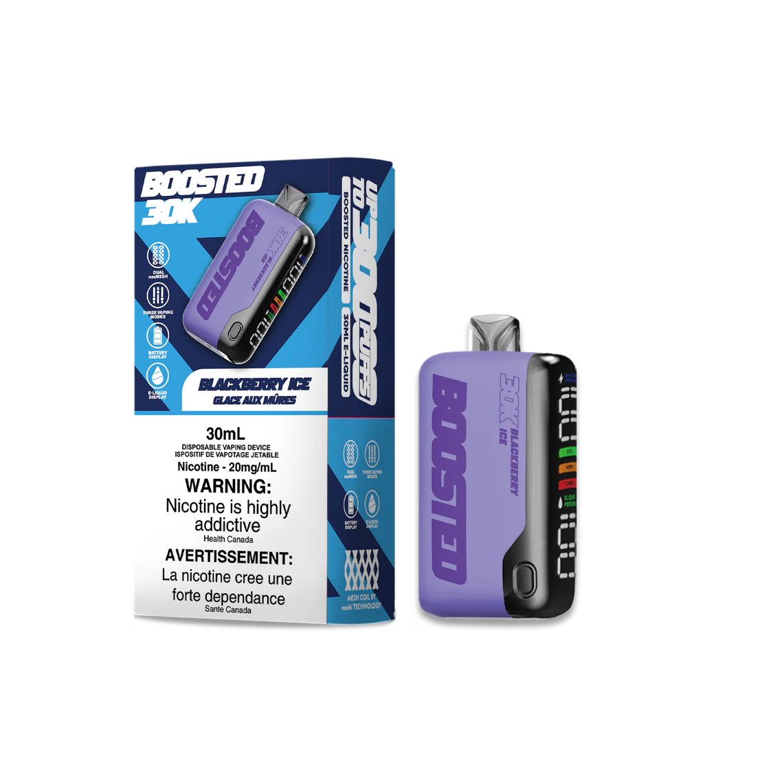 Boosted 30k Blackberry Ice 20mg disposable (provincial)