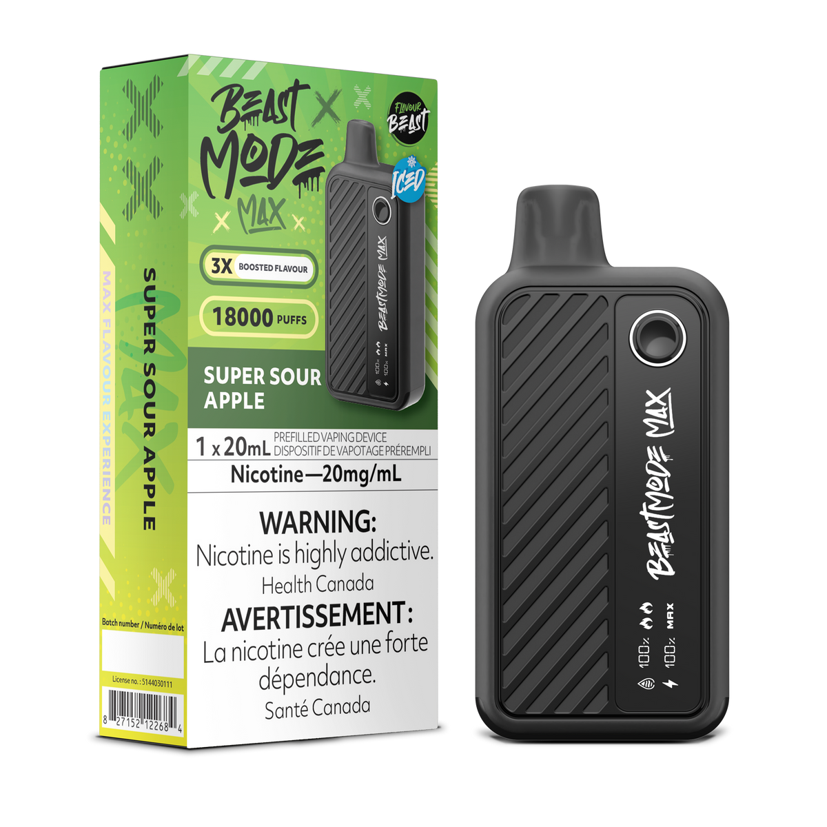 Flavour beast Super Sour Apple Iced 18K 20mg/ml disposable (Provincial)