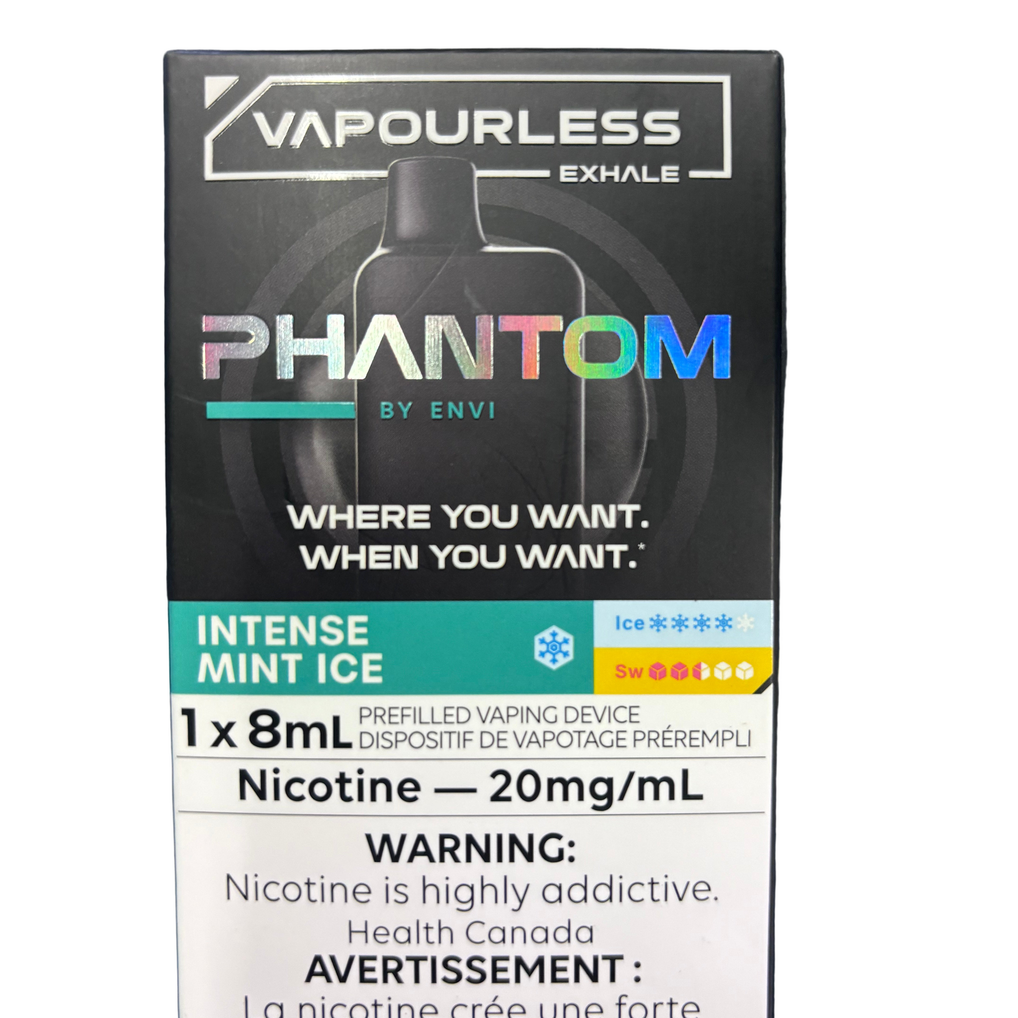 Phantom Vapourless by Envi 14k Intense Mint Ice 20mg/mL Disposable (Provincial)