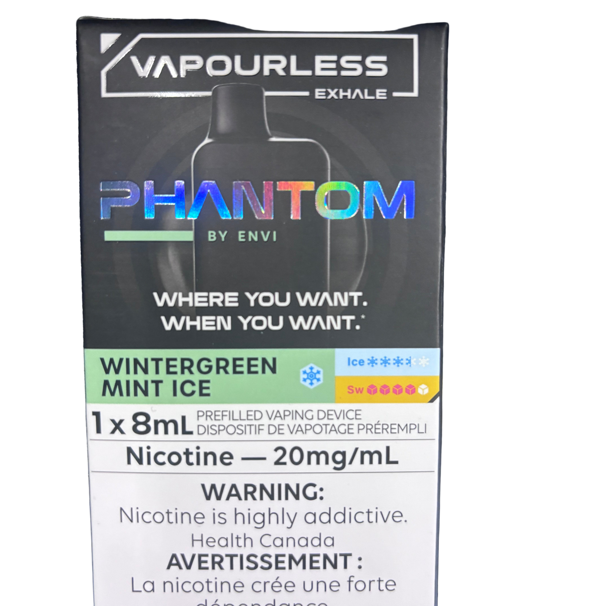 Phantom Vapourless by Envi 14k Wintergreen Mint Ice Ice 20mg/mL Dispos