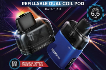 LevelX Refillable Dual Coil Pod and device Kit 0.6/1.2 ohm 5.5mL 2/pack