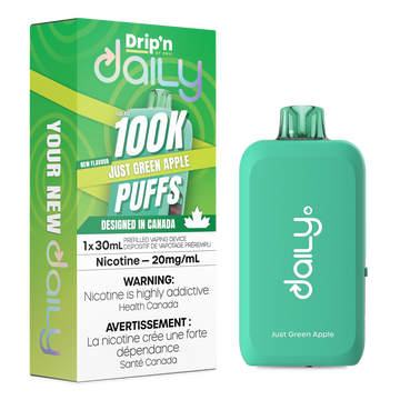 Drip’n Daily 100K Just Green Apple 20mg/mL Disposable (Provincial)