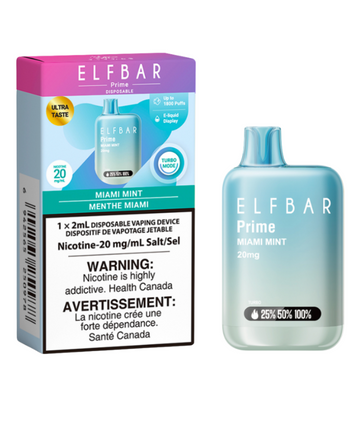 Elfbar Prime Miami Mint 1800 puffs 20mg/ml disposable vape (Provincial)