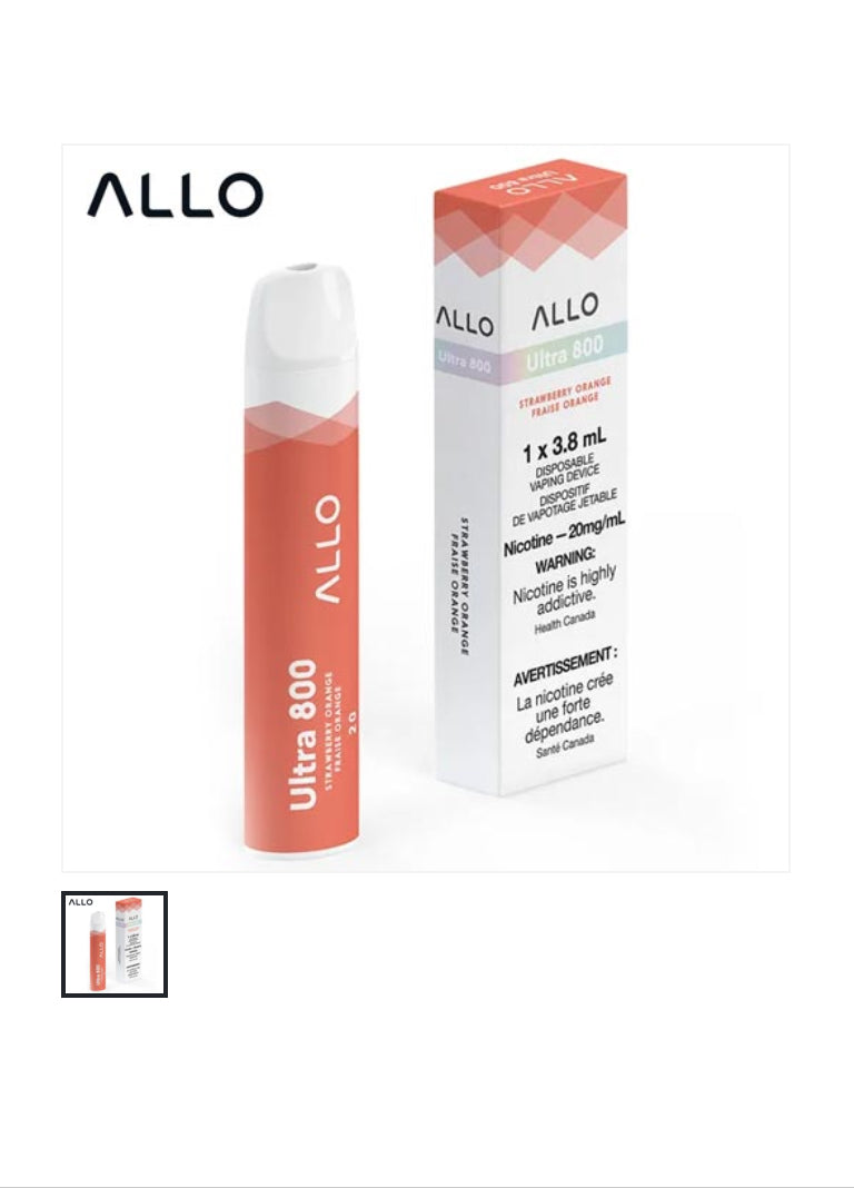 Allo ultra 800 strawberry orange 20mg disposable vape