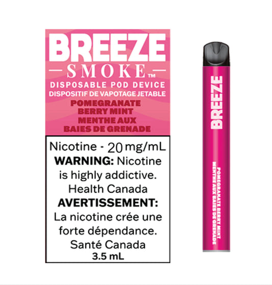 Breeze smoke pomegranate berry mint disposable vape 20mg/mL