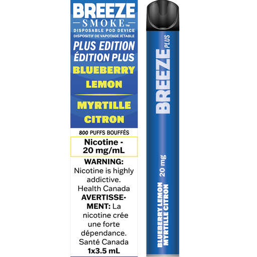 Vape jetable Breeze Smoke Myrtille Citron 20 mg/mL