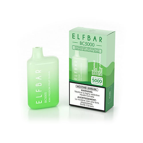 Elfbar BC5000 kiwi fruit de la passion goyave 20 mg/ml jetable