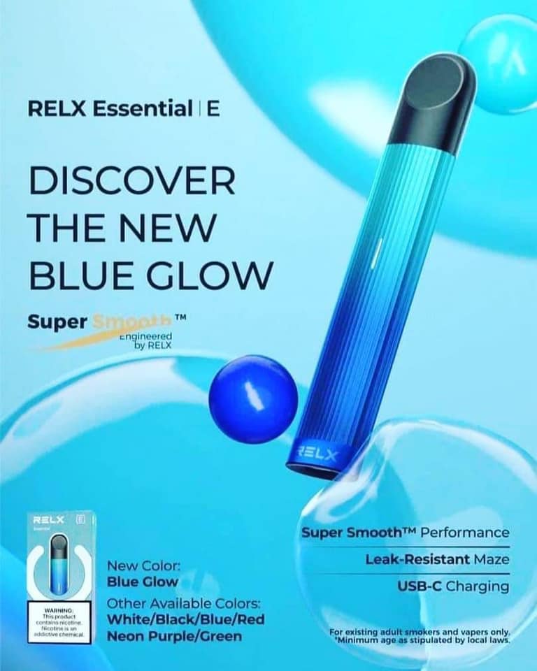 Relx essential device black blue glow