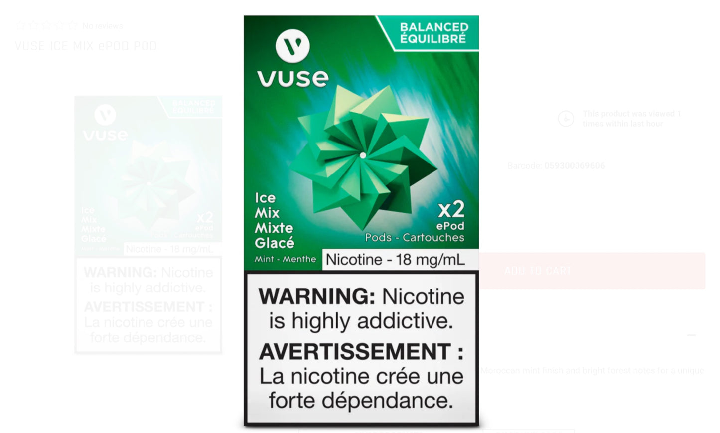 Vuse epod ice mix 18mg/ml