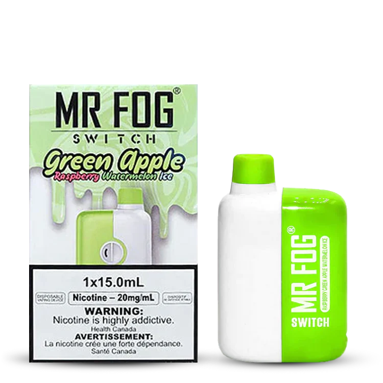 Mr Fog 5500 Switch Vert Pomme Framboise Pastèque Glace Vape Jetable Rechargeable